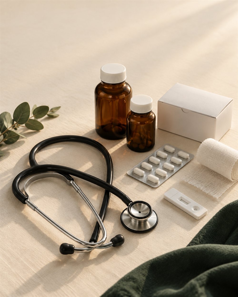 Composición ilustrativa de medicamentos, material de curación y equipo de diagnóstico